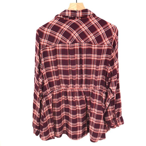 Lane Bryant button up shirt flannel long sleeved red plaid top casual 18 20 READ - Picture 9 of 10